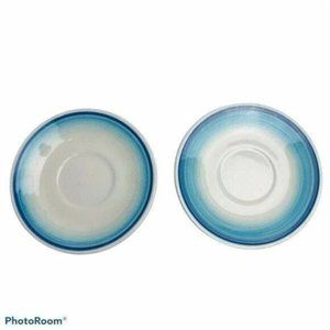 Lot of 2 Neiman Marcus Saucers Blue White Vintage Made In Italy 6"